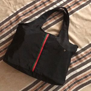 Nylon striped tote bag